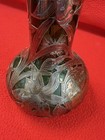 Antique Alvin  999 Fine Silver Overlay Art Nouveau Green Glass Vase C  1900