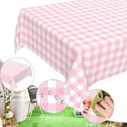 2 Pcs Pink Gingham Tablecloth  Disposable Plastic 2 Pack  
