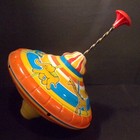 Vintage Tin Litho Spinning Top Ohio Art Merry Go Round 9inches Across