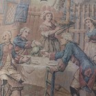 Antique European 19 x24  Belgian Village Tavern Scene Tapestry Made In Belgium