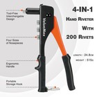 Valuemax 4-in-1 Hand Riveter rivet Gun Pop Rivet Tool Kit 200 Rivets 4 Nosepiece