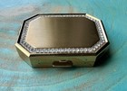 Vintage Avon Gold Tone Rhinestone Powder Compact With Puff