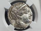 Greek Owl Attica Athens Bc Ngc Ch Au Ancient Tetradrachm Athena Olive Spray Moon
