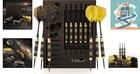 Black   Gold Steel Tip Darts Set With Shafts  Flights  Case For Adults