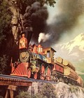 1969 Paul Detlefsen Steam Engine Train Iron Horse Railroad Print Vtg 18x24