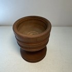 Vintage Hand-turned Wooden Vessel Solid Wood Bowl Trinket Footed Base Hand Made