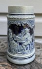 German Salt Glazed Stoneware Cobalt Blue Gray Beer Stein Vintage