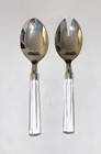 Vintage Silver Plate With Crystal Handles Serving Set Salad Servers