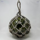 Vintage Glass Japanese Fishing Float Buoy Ball Diameter 11    Net Green