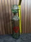 Vintage Mid Century Old Fitzgerald Bourbon Green Glass Decanter Bottle Crest