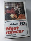 Alfa 10 Meat Mincer Double Tinned Table Mount Hand Crank Grinder
