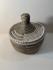 African Senegal Hand Woven Basket Pot With Lid 9  X 9 