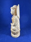 Buddha Sitting On Lotus Statue Carved Wood Pre-owned  6 25  Inches Tall
