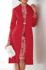 12 Ashro Red Silver Formal Wedding Church Dinner Party Maurice Lace Jacket Dress