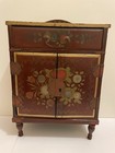 Vintage antique Wood Jewelry Box  Made In Japan  Hand Painted  10    Tall  Flowers