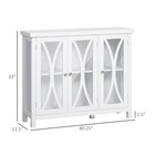 Kitchen Sideboard Storage Cabinet With Glass Door Adjustable Shelf White