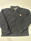 Carhartt J141 Men s Black Full Zip Work Jacket Plaid Lined Size L