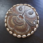 Vintage Papua New Guinea Shell Face Mask Pacific Tiki Folk Art Wall Hanging