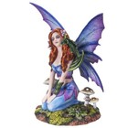 Stunning 6  Tall Resin Red Haired Dream Fairy With Green Dragon Companion Statue