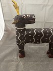 Vintage Guatemalan Hand Carved Wood Deer 12    Tall Brown Painted Leather Ears