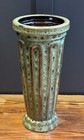 Vtg Drip Glaze Speckled Art Pottery Large Floor 15    Vase Green Brown Mcm