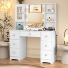 Dressing Table Makeup Vanity Table Set With Led Lighted Mirror   Drawers White