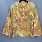 Vintage Jaybro Terrycloth Poncho Orange Flowers Goblincore Women Os Retro 60s 70