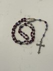 Vintage Italy Rosary Aurora Borealis Ab Ruby Red Iridescent Beads Crucifix Inri