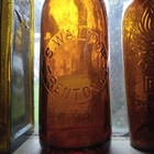 1880s Amber Applied Blob Top Beer Botttle S walter Trenton nj Karl Hutter Base