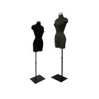 Female Adult Black Dress Form Mannequin Torso Display With Square Metal Base