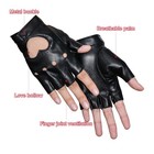 Black Fingerless Gloves Pu Faux Leather Dance Gloves Heart Cutout Punk Driving P
