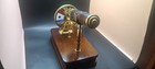Vintage Kaleidoscope Music Box Stained Glass Wood   Brass