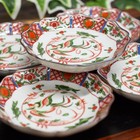 Kutani Ware Red Phoenix Plates Set Of 5 Japanese Porcelain Small Dishes