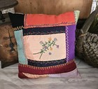 Antique Crazy Quilt Pillow Stunning Embroidery Flowers