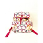 Coach F21962 Backpack Signature Canvas Multi Color Pink Enamel Clean