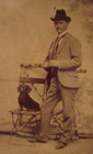 Antique 1870s Dachshund Dog With Gent Tin Type Photo 2 1 2 X 3 1 2 Inches