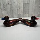 Korean Traditional Hand Painted Wooden Wedding Ducks Asian Folk Art