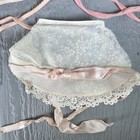 Antique Vintage Baby Bonnet Hat Cap Lot Of 3 Lace Trim Pink White Ribbon