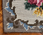 Vintage 1970s Wool Needlepoint Roses 16x20 Petit Point Floral Hand Stitched