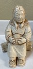 Vintage Inuit Style Resin Carving Woman With Basket Log Canada Eskimo Art 6x6 5   