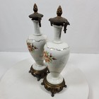 Antique Table Lamps Porcelain Victorian 12 5 Inch Tall Gold Trim No Wiring
