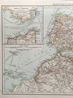 1896 Western Mediterranean Sea  Original Antique Map 125 Years Old