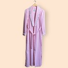 Vintage 60s 70s Evelyn Pearson Union Made Pink White Seersucker Ruffle Maxi Robe