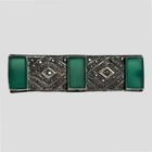 Vintage Sterling Silver Chrysoprase Marcasite Brooch Art Deco Pin Germany