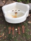 Antique Vintage 1930s Cast Iron Porcelain White Corner Sink