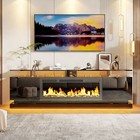 70  Fireplace Tv Stand With Led Light For 80 In Tv Entertainment Center Black