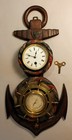 Victorian Nautically Themed Clock-barometer Carved Oak Anchor Background C  1880