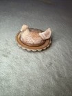 Mosser  Rare Caramel Slag Mini Hen On Nest Covered Salt Cellar  No Cracks chips 