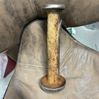 Antique Primitive Handmade 19th Century Wood Bobbin Spool W  Metal Band Vintage