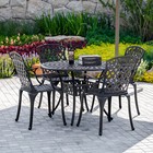 5-piece Cast Aluminum Outdoor Patio Dining Set  4 Pattern Chairs And  42  Table